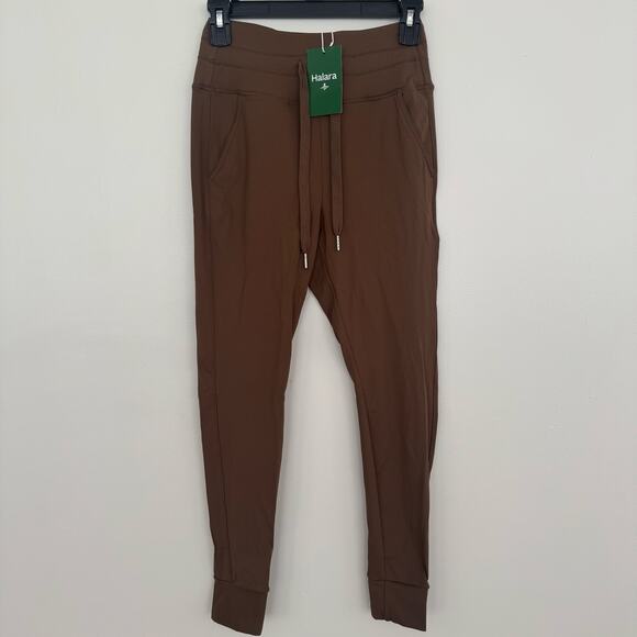 Halara High Waisted Drawstring Side Pocket Full Length Joggers in Brown - Picture 2 of 8